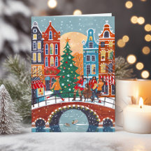 Lieve moderne stad Amsterdam Kerstmis