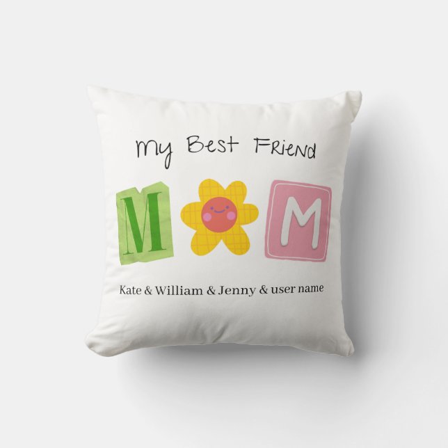 Lieve MOEDER Beste Vriendin Aangepaste Familiename Kussen (Voorkant)