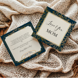 Lieve Moeder Elegant Navy en Gouden Krullen Kaart