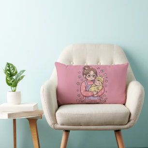 Lieve Moeder en Baby Illustratie Decoratie Roze Kussen