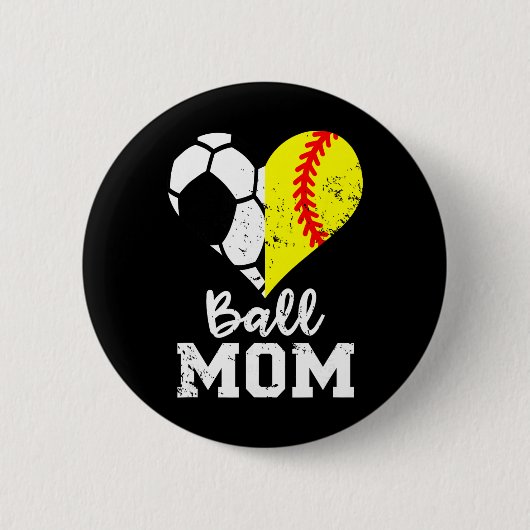 Lieve Moeder Hart Grappig Zachte Voetbal Moeder Ronde Button 5,7 Cm (Voorkant)