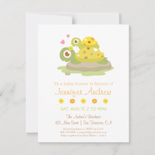 Lieve Moeder Schildpad en Kind Baby Shower Kaart (Voorkant)