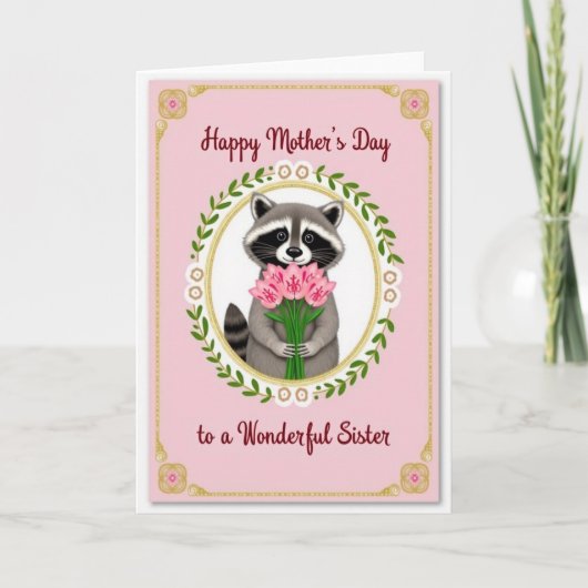 Lieve Moederdag kaart met schattig beestje (Voorkant)