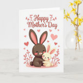 Lieve Moederdag Konijn Kaart (Gele Bloem)