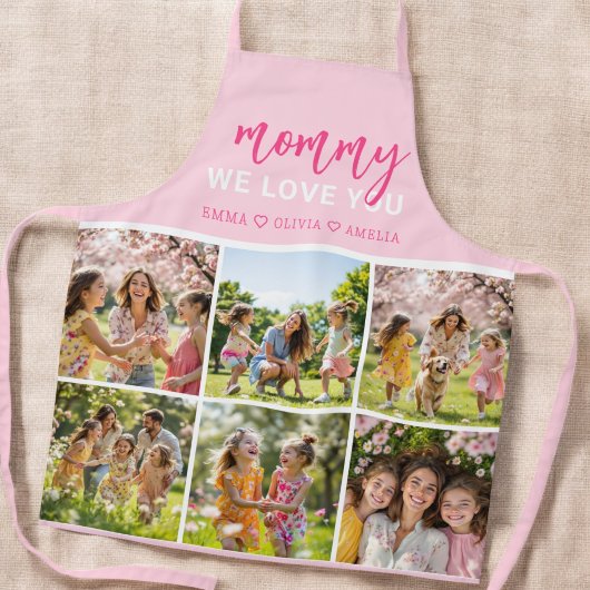 Lieve Moeders Schattige Roze Fotocollage  Schort