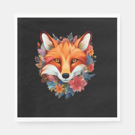Lieve Mooie Aquarel Vos Bloem Servet (Voorkant)