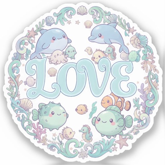 Lieve Moppige Chibi Zee Dieren Sticker (Voorkant)