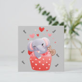 Lieve moppige valentijn olifant  feestdagenkaart (Staand voorkant)