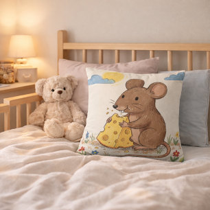 Lieve Muis Die Kaas Eet Tekening Kinderen Kussen