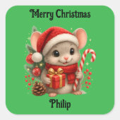 lieve muis Kerst sticker (Voorkant)