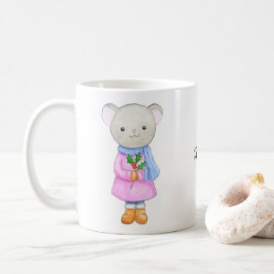 Lieve Muis Meisje in Winterkleding Kerstmis Koffiemok
