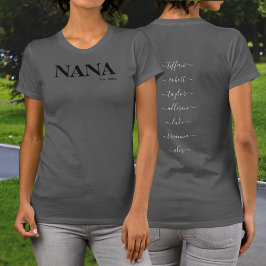 Lieve Nana met Kinder namen Jaar T-Shirt