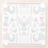 Lieve Navy en Rode Kerst Scandinavische Volks Kuns Glazen Onderzetter (Achterkant)