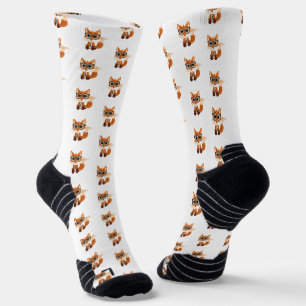 Lieve Nerdy Vos Kawaii Cartoon Sportief Athletisch Sokken