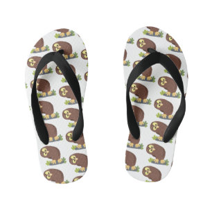 Lieve nieuwsgierige grappige bruine uil cartoonill kinder teenslippers