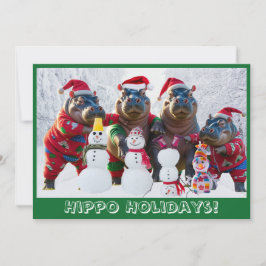 Lieve Nijlpaard Familie in Pyjama Persoonlijk Feestdagenkaart