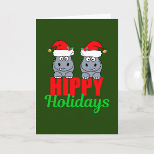 Lieve Nijlpaard Kerst Hippy Vakantie Feestdagen Kaart
