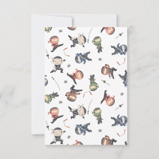 Lieve Ninja Warrior Kids Verjaardagsfeestje Bedankkaart (Achterkant)