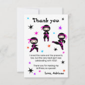 Lieve Ninja Warrior Meisjes Roze Verjaardagsfeestj Bedankkaart (Voorkant)