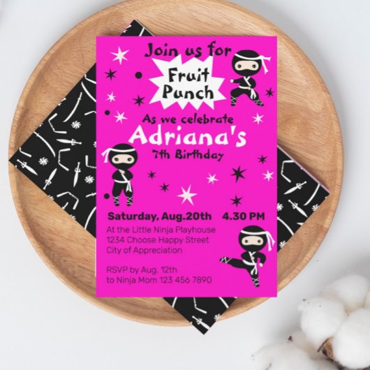 Lieve Ninja Warrior Meisjes Roze Verjaardagsfeestj Kaart