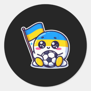 Lieve Oekraïense Fan Oekraïense Vlag Schattige Kar Ronde Sticker
