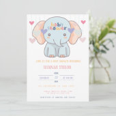 Lieve Olifant Baby Shower Uitnodiging (Staand voorkant)