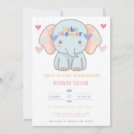 Lieve Olifant Baby Shower Uitnodiging