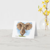 Lieve Olifant Cartoon Kaart (Gele Bloem)