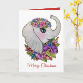 Lieve olifant en wilde bloemen in waterverf kaart (Gele Bloem)