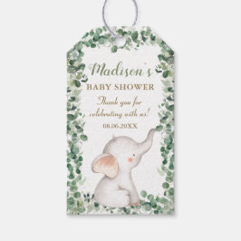 Lieve Olifant Groene Kleur Geslachtsonafhankelijke Cadeaulabel