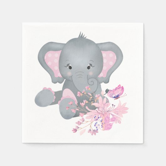 Lieve olifant in waterverf servet (Voorkant)