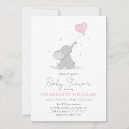 Lieve olifant met ballon baby shower kaart