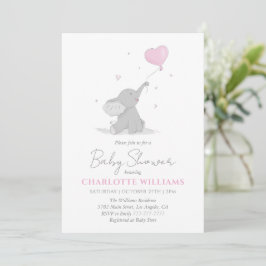 Lieve olifant met ballon baby shower kaart