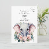 Lieve olifant met bloemen kaart (Staand voorkant)