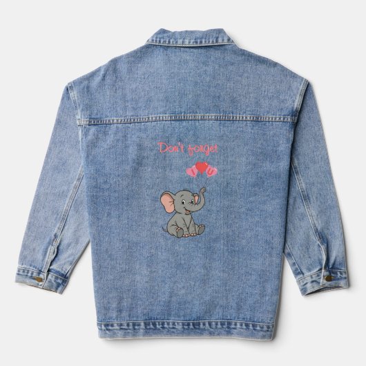 Lieve olifant valentijnsdag denim jacket (Achterkant)