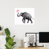 Lieve Olifant Zwart Wit Bubble Gum Kinderkamer Kin Poster (Thuiskantoor)