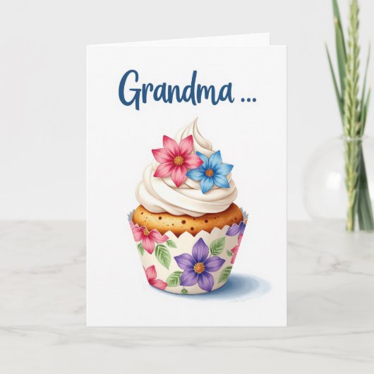 Lieve Oma Cupcake Kaart (Voorkant)