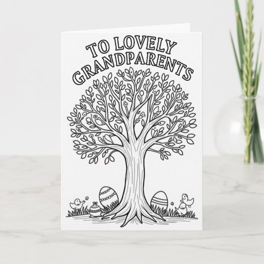 Lieve Oma en Opa Boom Kunst Kaart (Voorkant)