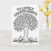 Lieve Oma en Opa Boom Kunst Kaart (Gele Bloem)