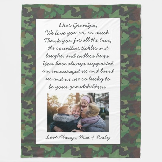 Lieve opa | Foto & brief gepersonaliseerd Fleece Deken (Voorkant)