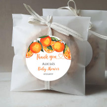 Lieve oranje Baby Shower Sticker Ronde Vorm