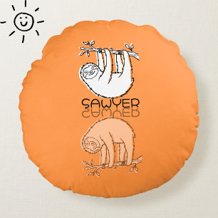 Lieve Oranje Luiaard Reflectie Doodle Aangepaste N Rond Kussen