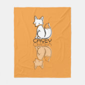 Lieve Oranje Vos Reflectie Doodle Aangepaste Naam Fleece Deken (Voorkant)