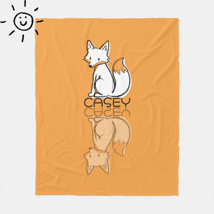 Lieve Oranje Vos Reflectie Doodle Aangepaste Naam Fleece Deken