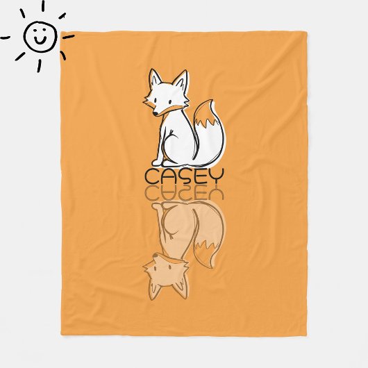 Lieve Oranje Vos Reflectie Doodle Aangepaste Naam Fleece Deken
