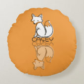 Lieve Oranje Vos Reflectie Doodle Aangepaste Naam Rond Kussen (Voorkant)
