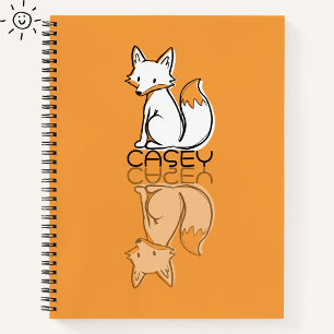 Lieve Oranje Vos Reflectie Doodle Eigen Naam Notitieboek