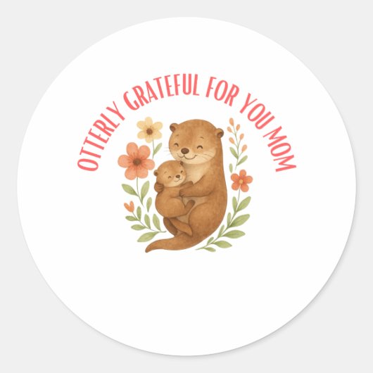 Lieve Otter Moeder Moederdag Ronde Sticker (Voorkant)