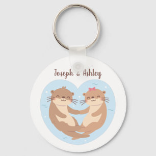 Lieve Otterkoppel Hand in Hand Gepersonaliseerd Sleutelhanger