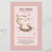 Lieve OWL Baby Shower Uitnodiging voor Meisjes of Flyer (Voorkant)